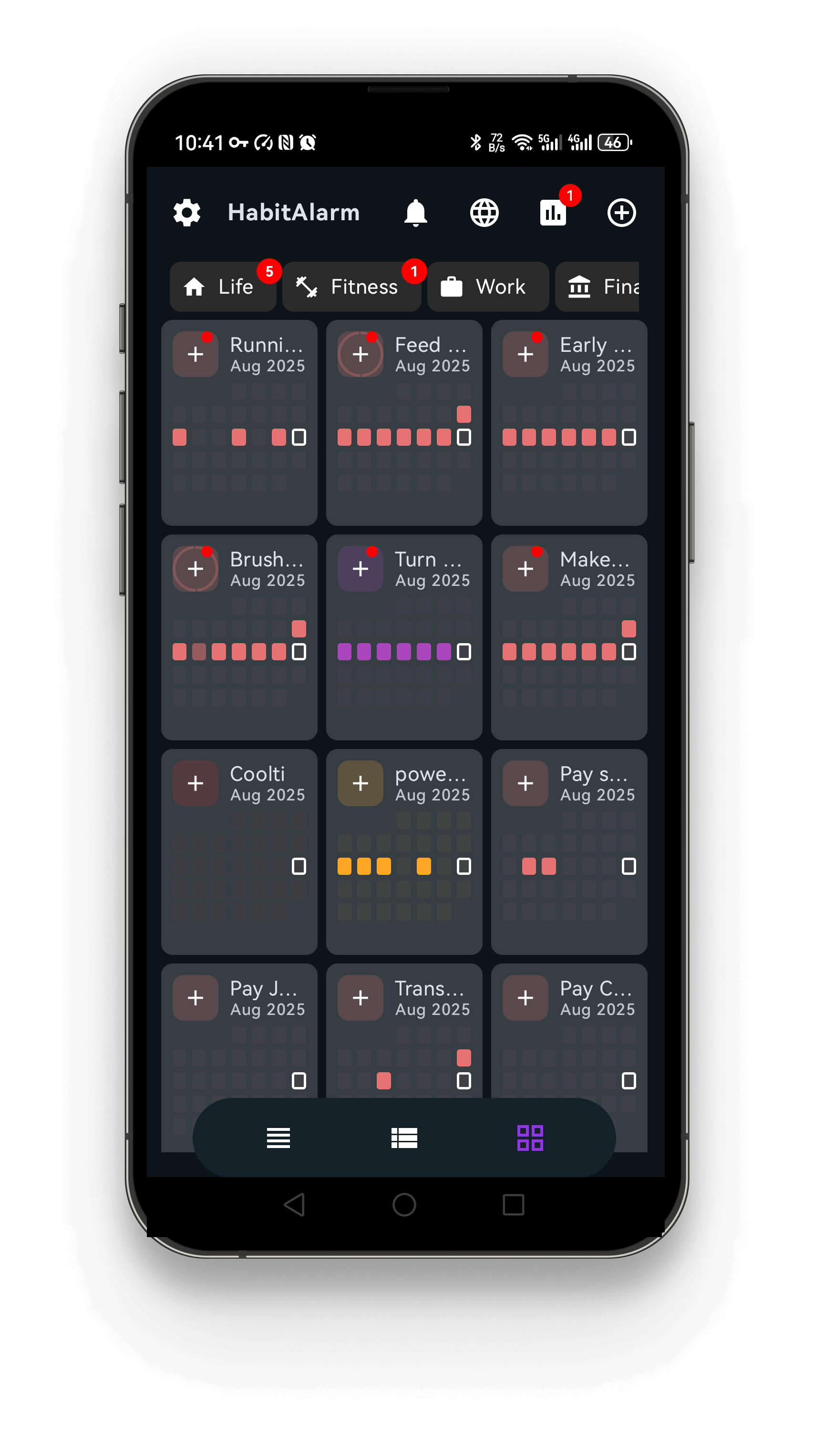 Grid Habit List Interface