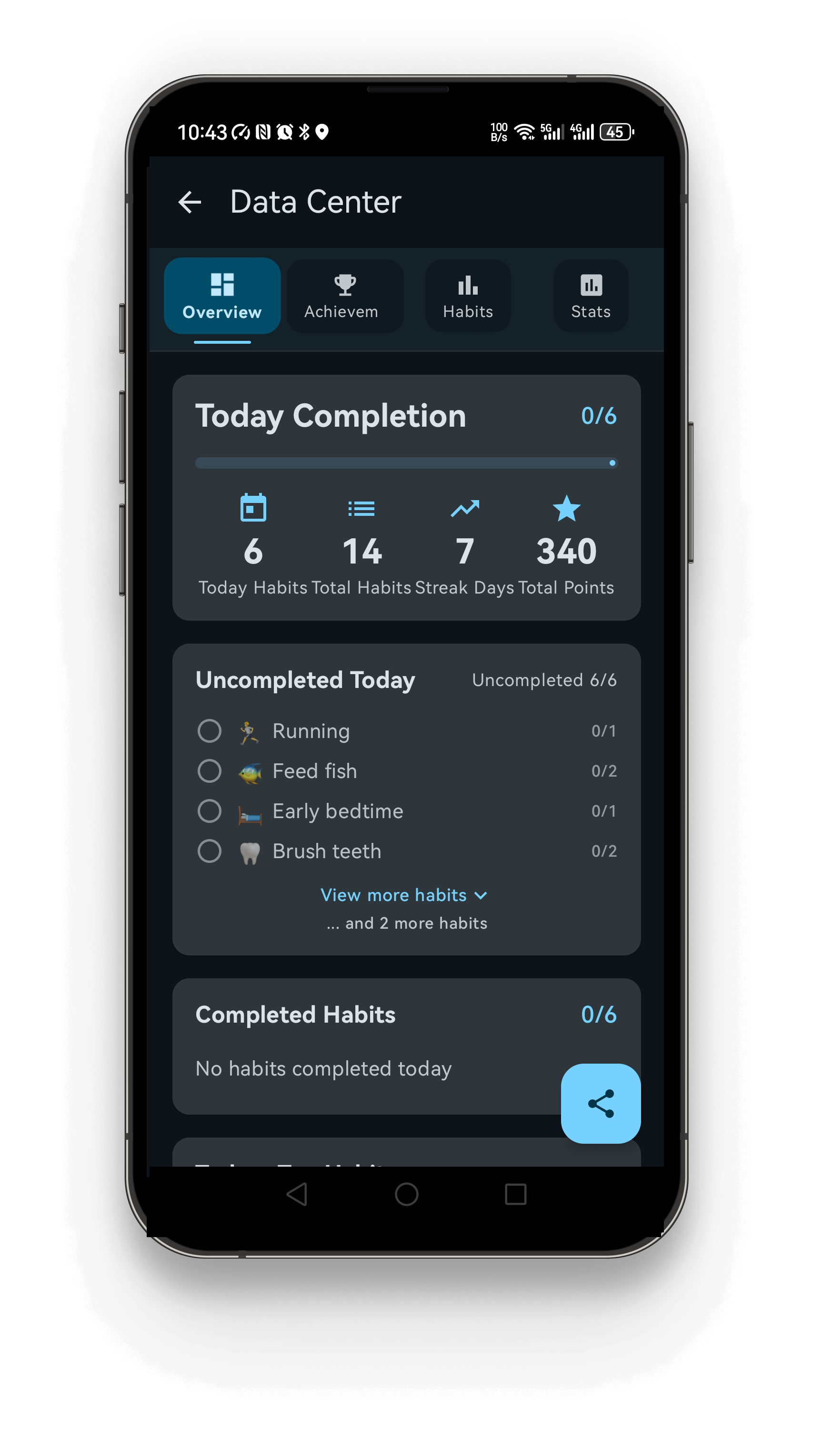 Habit Sharing Interface